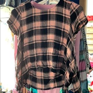 Plaid cropped t shirt